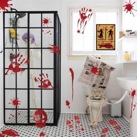 Halloween Decorations, 135PCS Scary Floor Window Stickers, 14 Sheets Creepy - Picture 7 of 7